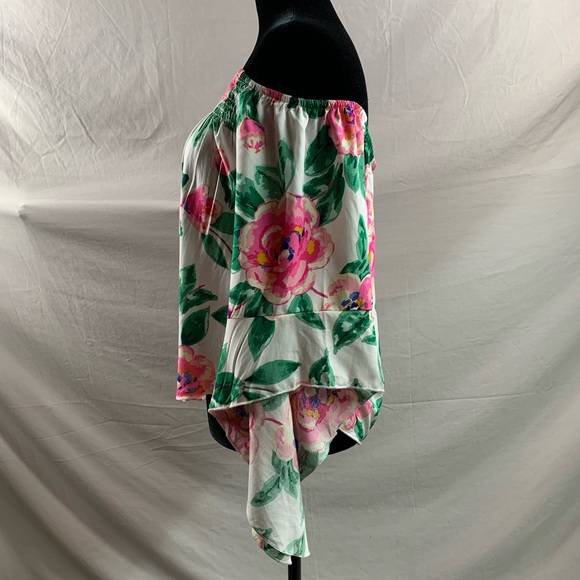 Floral Print Shirred Off Shoulder Flounce Sleeve Blouse - Picture 9 of 11